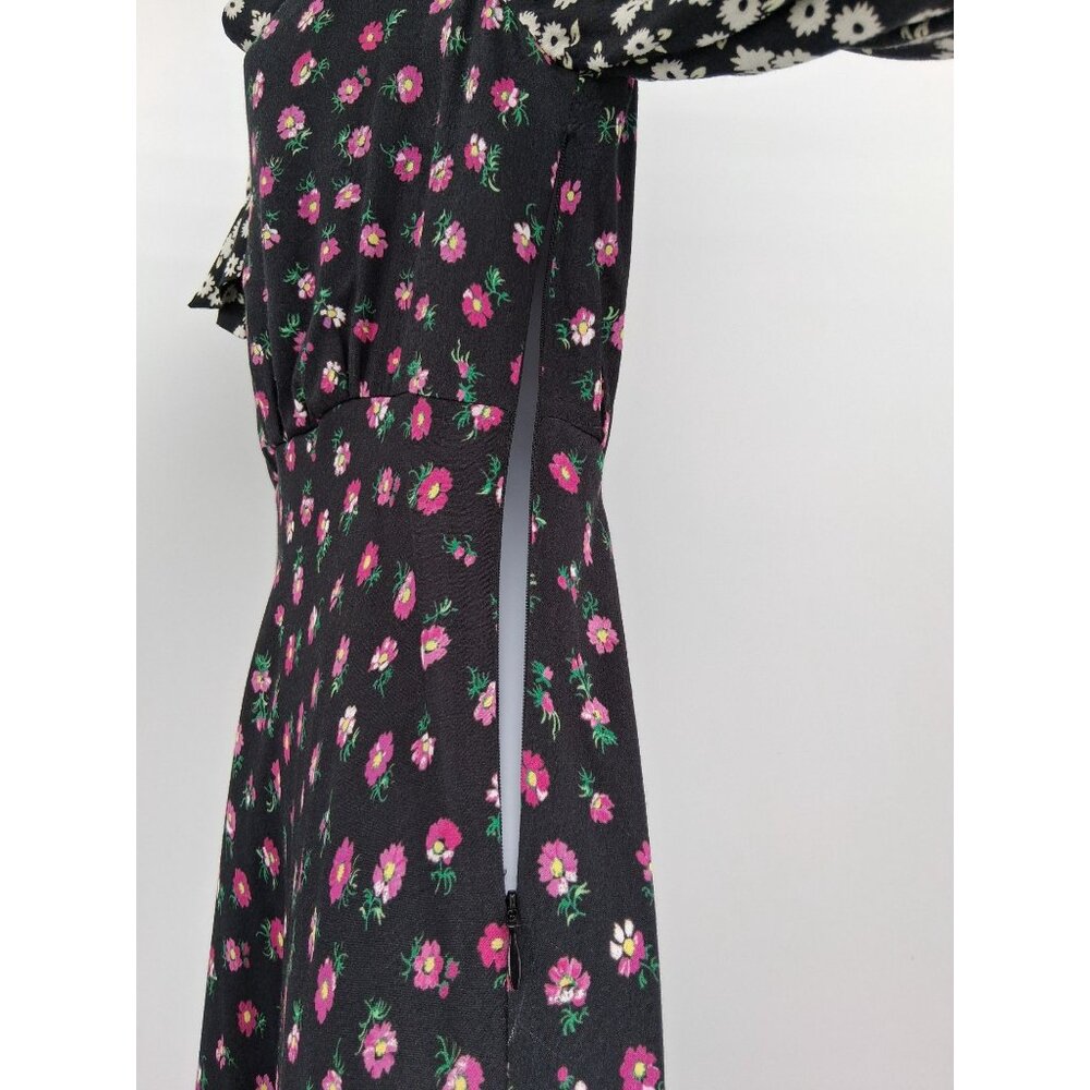 RIXO Annika Black Floral Maxi Dress With Tie Neck Size Small Mixed Print - Picture 9 of 15